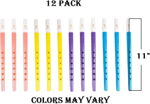 Miniatura 2 de Flautas de plástico de colores surtidos (11 pulgadas) 6 agujeros. Grabadoras de viento musicales, instrumento de sonido para niños, juguete para 24