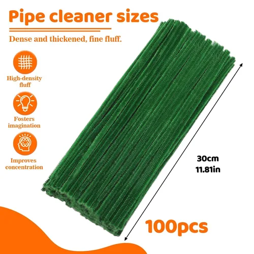 Miniatura 2 de Giwrmu 100 piezas de tallos de felpilla para limpiar tubos, color verde militar, suministros de manualidades para el día de la madre, creativos