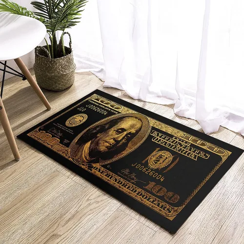 Miniatura 18 de GUBIYU Alfombra de baño negra para baño, alfombra negra y dorada, alfombra de área grande, alfombra de área moderna, alfombra de piso de cien