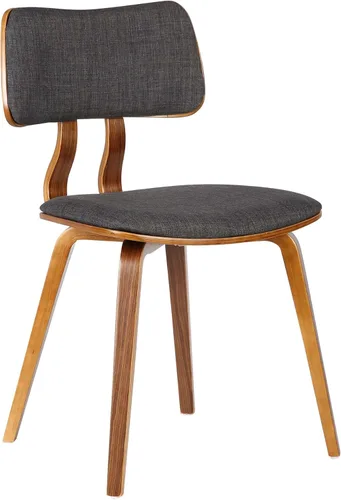 Armen Living Jaguar Silla de comedor en tela de carbón y acabado de madera de nogal, acabado carbón/nogal, 20 pulgadas de profundidad x 18 pulgadas