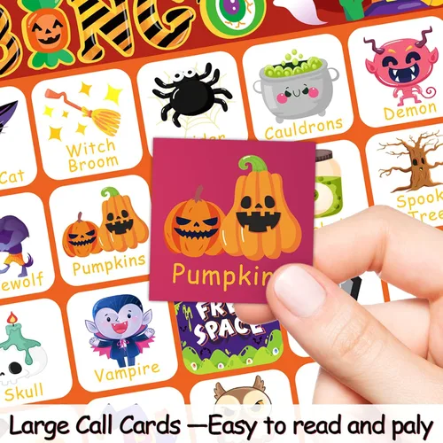 Miniatura 4 de YTSQLER Juego de bingo de Halloween para 24 jugadores, tarjetas de bingo de Halloween, juegos de fiesta de Halloween para niños y adultos, actividad