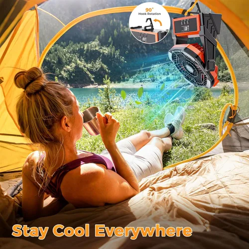 Miniatura 3 de Ventilador de camping recargable CosyHack, ventilador a batería con luces, ventiladores de playa al aire libre para tienda de campaña, 4