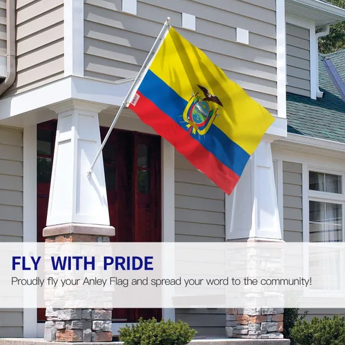 Miniatura 2 de Anley Fly Breeze - Bandera de Ecuador de 3 x 5 pies, color vivo y a prueba de decoloración, cabecera de lona y doble costura, banderas nacionales