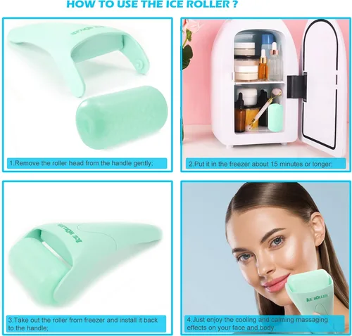 Miniatura 6 de Wonderwin Rodillo de hielo para masaje facial y corporal, rodillo facial para el cuidado de la piel para reducir arrugas e hinchazón, alivio