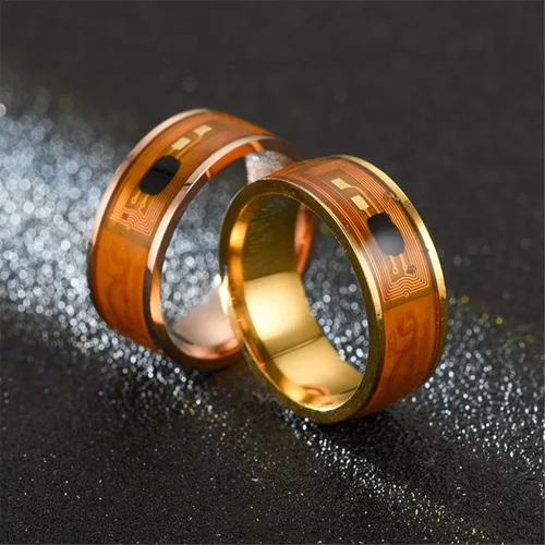 Miniatura 8 de Anillos creativos de moda para cumpleaños, día de San Valentín, diario, NFC, de acero inoxidable, chip de teléfono, goteo, aceite, patrón de dragón