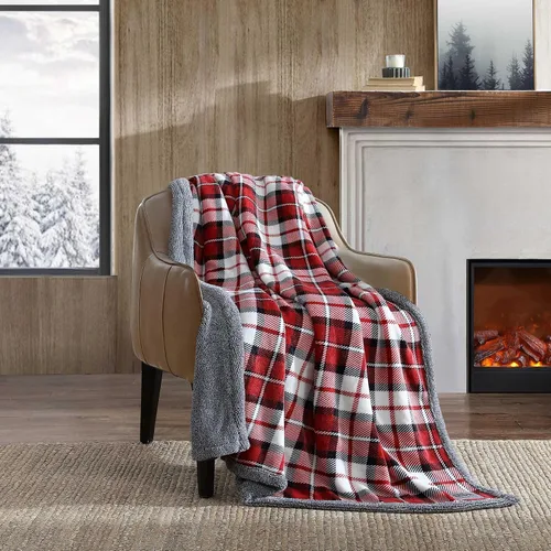 Miniatura 44 de Eddie Bauer - Manta, Forro Polar Cepillado y Ropa de Cama Sherpa Suave, Manta para Sofá y Cama (Gris Tono Alce, 50" x 60")