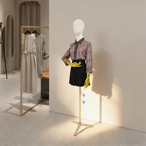 Miniatura 4 de Female Mannequin Dress Form, Adjustable Height Mannequin Body with Gold Arms and Base, Velvet Mannequin Torso for Clothing Dress Jewelry Display