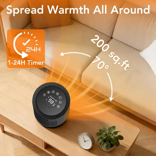 Miniatura 3 de COWSAR Calentador de espacio, calentadores eléctricos portátiles de 1500 W con termostato, control remoto, protección contra sobrecalentamiento