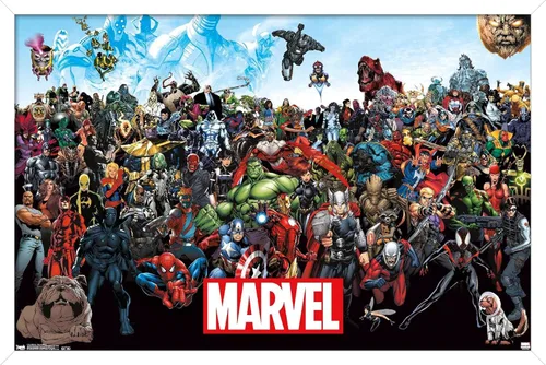 Miniatura 10 de Marvel Comics The Marvel Lineup - Póster de pared, 34 pulgadas de largo x 22.4 pulgadas de ancho, versión enmarcada de madera de granero Versión