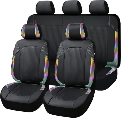 Miniatura 8 de Flying Banner - Juego completo de fundas para asiento de automóvil de cuero sintético, para asientos delanteros y traseros, estilo de moda, fácil