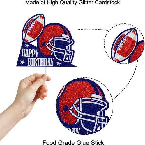Miniatura 3 de Decoración para pastel de rugby, decoración de casco de fútbol americano de feliz cumpleaños, fiesta deportiva, decoración de touchdown para niños