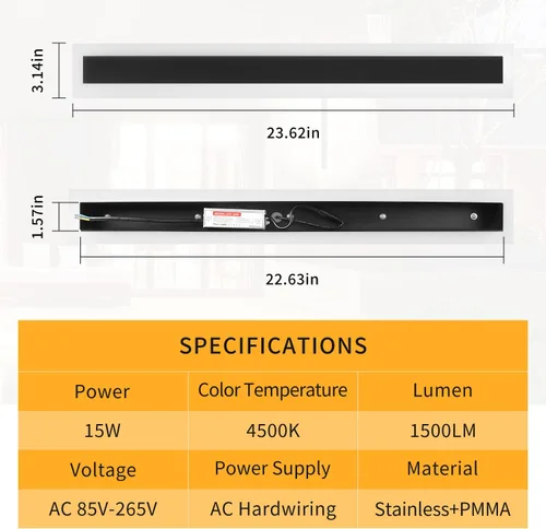 Miniatura 6 de Moderno aplique de pared para exteriores, acrílico blanco esmerilado, 23.6 pulgadas