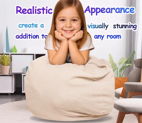 Miniatura 2 de Stuffed Animal Bean Bag Storage Chair Cover (No Filler) Soft Washable Stuffable Removable Premium Organizing Plush Toys Comfortable Organizer Keep