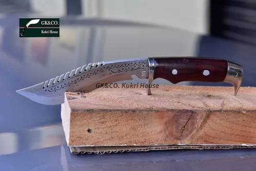Miniatura 5 de GK&CO. Kukri House Auténtico Kukri/Khukuri hoja de 5 pulgadas dragón águila americana Kukri-mango de madera de espiga completa, funda de cuero