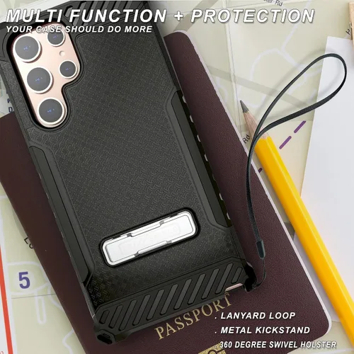 Miniatura 6 de Tri-Shield - Funda para teléfono con función atril compatible con Samsung Galaxy S22 Ultra grado militar, resistente a prueba de caídas, alto