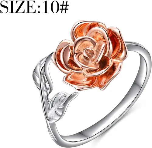 Miniatura 29 de Anillos abiertos ajustables de plata de ley S925, anillo de rosa para mujeres y adolescentes