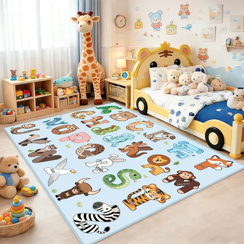 Alfombras infantiles para sala de juegos, alfombra ABC de 2.5 x 4 pies para niños pequeños, alfombra de aprendizaje educativo, alfombra del