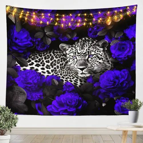 Miniatura 16 de Erosebridal Tapiz de guepardo para colgar en la pared, tapiz de rosa roja, decoración del hogar, tapiz de leopardo y gato, diseño de pared