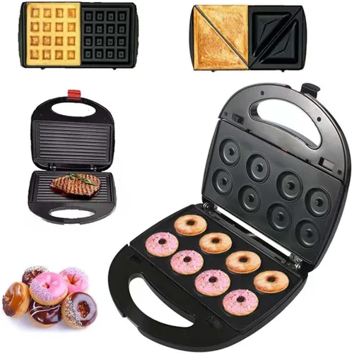 Máquina eléctrica de sándwich de gofres 4 en 1, juego de plancha de prensa Panini con 4 platos antiadherentes extraíbles intercambiables, tostadora