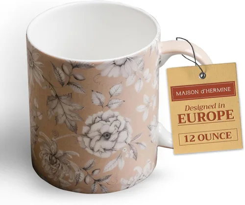 Miniatura 76 de Maison d' Hermine Taza de café con asas, tazas de porcelana fina de hueso, paquete de dos tazas de té para bebidas calientes, capuchino, latte, 015