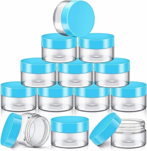 Miniatura 62 de SATINIOR Paquete de 12 frascos de plástico con tapas, frascos redondos para cosméticos de viaje, para artículos de tocador, loción, crema