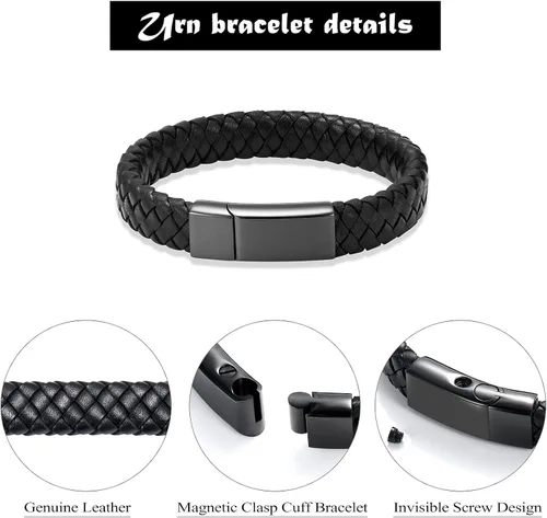 Miniatura 2 de Imrsanl Pulsera de urna de cremación para cenizas para mujeres y hombres, pulsera de urna de cuero trenzado conmemorativo para cenizas humanas
