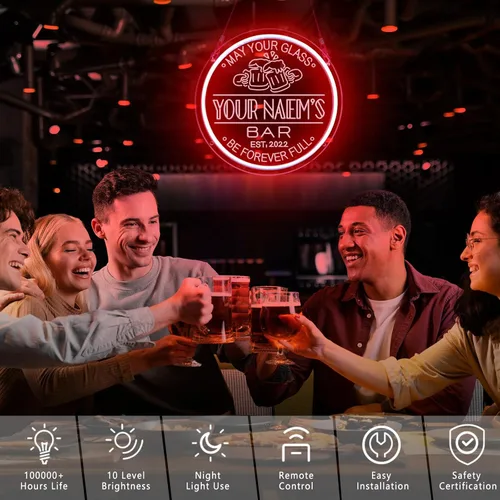 Miniatura 4 de Letrero de neón personalizado para bar en casa para decoración de pared de cueva de hombre, luz de neón LED con nombre personalizado con control