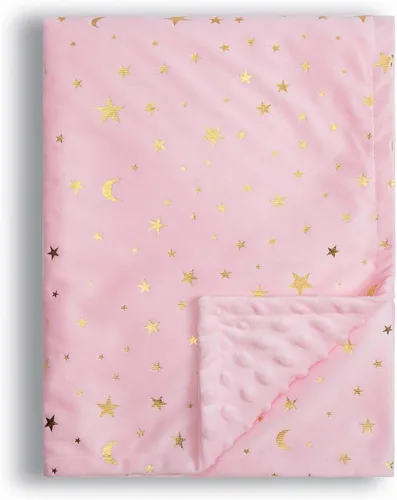 Miniatura 9 de Manta para bebé para niños y niñas, de tela suave de visón con doble capa, reverso punteado con estrellas y luna, manta receptora de 30 x 40 Beige