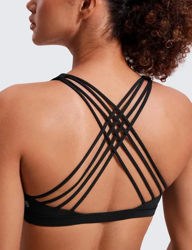 Miniatura 5 de CRZ YOGA - Sujetadores deportivos con tirantes delgados para mujer, brasier de yoga con relleno, sin varillas, espalda cruzada sexy, lindo