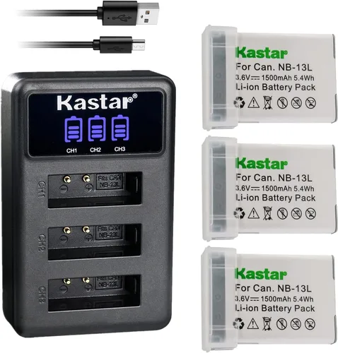 Miniatura 8 de Kastar NB-13L - Cargador de batería USB triple LCD compatible con Canon PowerShot SX620 HS, PowerShot SX720 HS, PowerShot SX730 HS, PowerShot SX740