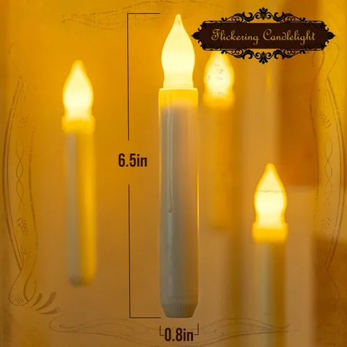 Miniatura 7 de Homemory Velas flotantes colgantes con varita remota y cuerda, 12 velas LED voladoras sin llama, luz blanca cálida, velas de ventana a pilas con Luz