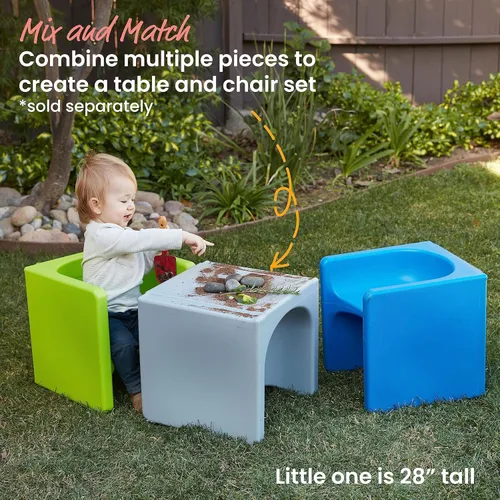 Miniatura 5 de ECR4Kids Tri-Me Silla de cubo 3 en 1, muebles para niños, azul