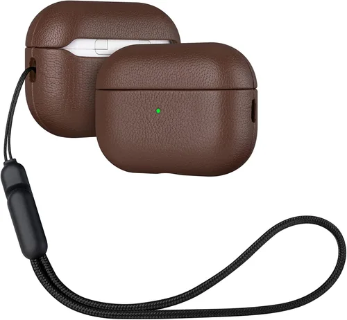 Miniatura 24 de Lopie Funda de piel para AirPods Pro de 2ª generación, azul cian, funda protectora totalmente envuelta con piel de cordero, protección de 360