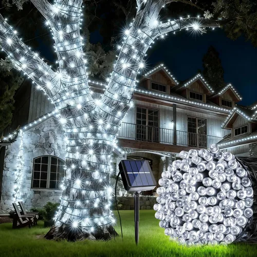 Miniatura 12 de Joomer Luces Solares Navideñas en Cadena, 39 pies, 100 LED, luces impermeables para exteriores con 8 modos de luces centelleantes para jardín