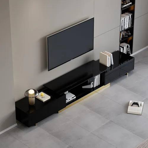 Miniatura 9 de Homary - Soporte extensible para sala de estar, consola multimedia para televisores de 65 a 85 pulgadas (negro)