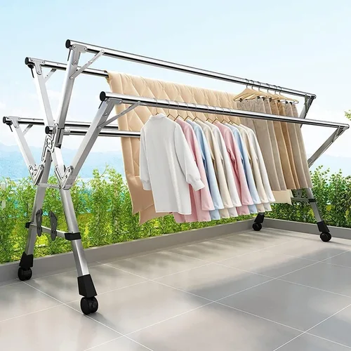 Estante de secado de ropa de acero inoxidable que ahorra espacio, estante de secado de ropa plegable en interiores, estantes de lavandería