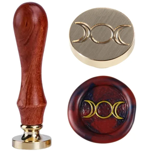 Sello de cera Tranditional Triple Moon Goddess Wiccan Vintage Sealing Wax Stamp 0.984 in 0.98'' Unique Witchcraft Goddess Sellador de cobre para