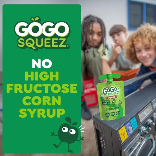 Miniatura 7 de GoGo squeeZ Puré de manzana orgánico y puré de fruta, manzana, 3.2 oz (paquete de 12), bocadillos de fruta orgánicos sin azúcar para niños, sin