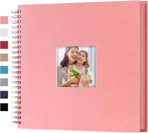 Miniatura 25 de Álbum de fotos para scrapbook DIY de 10 x 10 pulgadas con cubierta de diseño de ventana, 80 páginas, libro de recuerdos de papel para manualidades