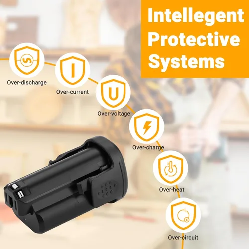 Miniatura 6 de Joiry Batería de iones de litio de repuesto de 12 V 3000 mAh con mayor seguridad y mayor tiempo de funcionamiento, compatible con herramientas