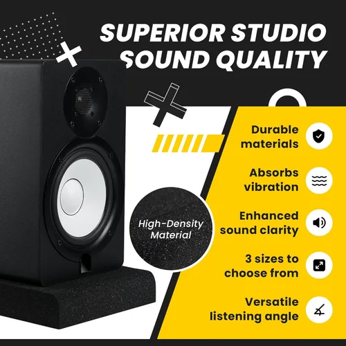 Miniatura 3 de Sound Addicted - Almohadillas de aislamiento para monitor de estudio para altavoces pequeños de 3-4.5 pulgadas, par de 2 soportes acústicos