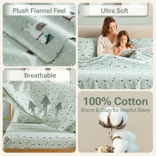 Miniatura 3 de True North by Sleep Philosophy - Juego de sábanas de franela 100% algodón, estampado de animales y estrellas, ultrasuaves y acogedoras para clima