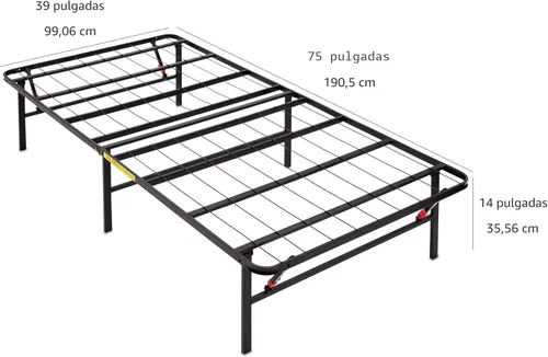 Miniatura 3 de Amazon Basics Base de cama plegable de metal con almacenamiento, soporte de acero resistente, no necesita somier, 14 pulgadas de alto, configuración