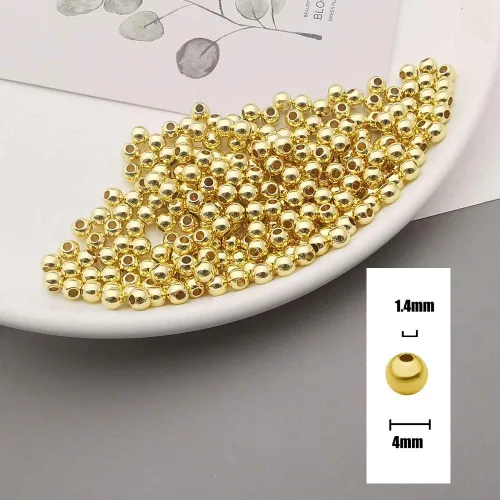 Miniatura 3 de 200 cuentas espaciadoras redondas lisas doradas, latón chapado en oro, resistente al deslustre, sin costuras, sueltas para hacer pulseras y joyas