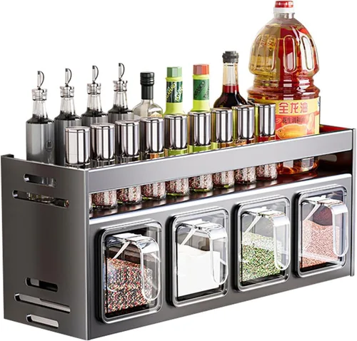 Estante de especias de cocina para colgar en la pared, caja de condimentos sobre la estufa, estante colgante para condimentos, organizador de tarros