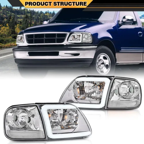 Miniatura 9 de CNNELL Juego de faros LED DRL estilo fábrica y luces de estacionamiento de esquina compatibles con F150 Expedition 1997-2002/Ford F150 Lente