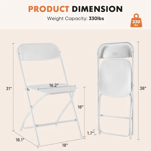 Miniatura 3 de Sweetcrispy Paquete de 4 sillas plegables de plástico para 330 libras, portátiles, metal resistente, fáciles de usar, almacenar, cómodas, para Gris