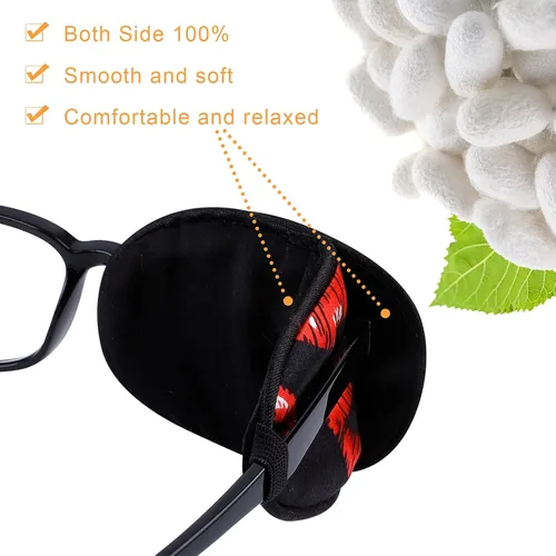 Miniatura 3 de eZAKKA Parches para ojos para adultos, parche para gafas, parche médico de seda para parches de ojo vago para mujeres, ambliopía, estrabismo