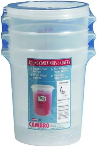 Miniatura 4 de Cambro Recipiente redondo de almacenamiento de alimentos de 1 cuarto de galón con tapa, juego de 3