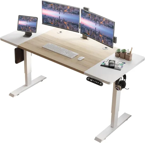 Miniatura 19 de Escritorio eléctrico de pie con motor dual de 63 pulgadas, escritorio de pie ajustable en altura con control de memoria y amplio escritorio